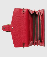 Gucci Dionysus GG Supreme Mini Leather Chain Bag Hibiscus Red