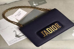 J’Adior Calfskin Flap Bag Dark Blue