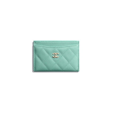 Chanel Classic Card Holder Iridescent Turquoise