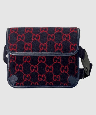 Gucci GG Wool Belt Bag Blue/Red