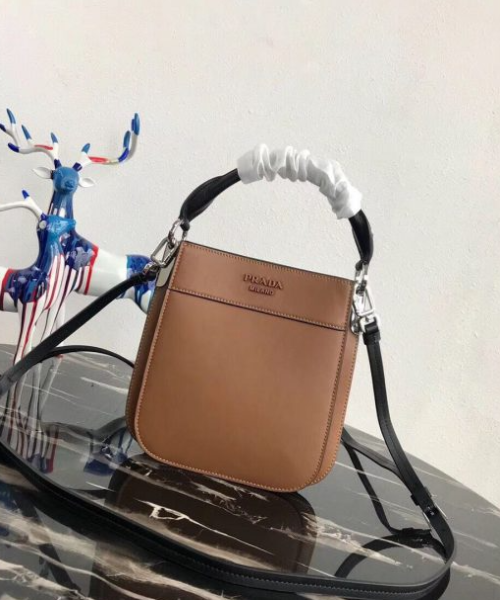 Prada Margit Leather Shoulder Bag Brown