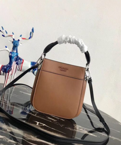 Prada Margit Leather Shoulder Bag Brown