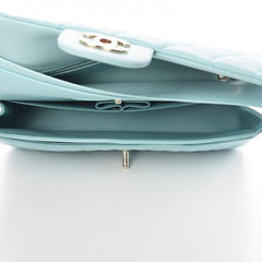 Chanel Medium Classic Handbag Pale Blue Gold-Tone Metal