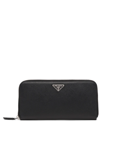 Prada Large Saffiano Leather Wallet Black Silver Hardware
