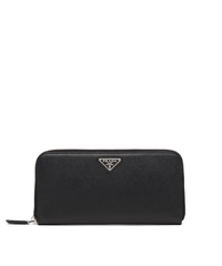 Prada Large Saffiano Leather Wallet Black Silver Hardware