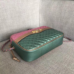 Gucci Laminated Leather Small Shoulder Bag Blue/Pink