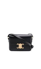 Celine Teen Triomphe Bag In Shiny Calfskin Black
