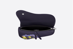 Dior Saddle Bag Navy Blue Grained Calfskin And Alex Foxton Floral