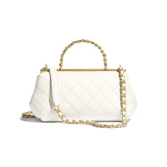 Chanel Small Flap Bag With Top Handle White