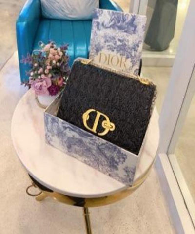 Dior Wavy-Effect 30 Montaigne Bag With Chain Black