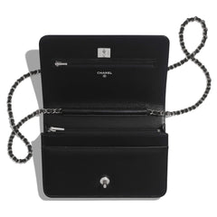 Chanel Wallet On Chain – WOC Grained Quilted Calfskin Black Studded