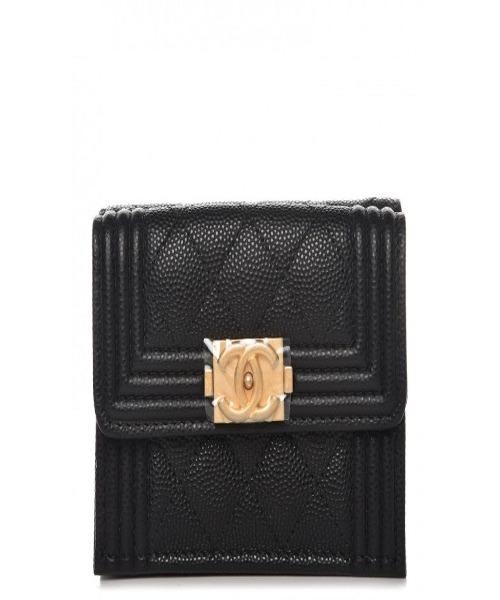 Chanel Boy Small Flap Wallet Black