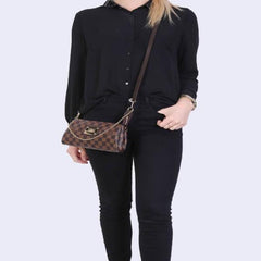 LV Eva Clutch Damier Ebene Canvas