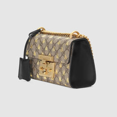 Gucci Padlock Small GG Bees Shoulder Bag Beige Ebony