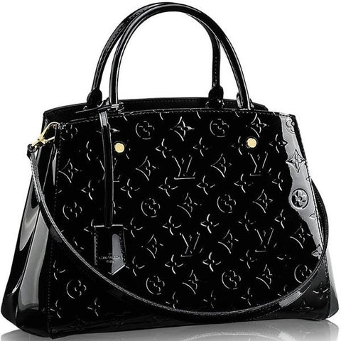 LV Montaigne BB Tote Bag Monogram Vernis Black