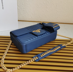 Prada Diagramme Medium Leather Bag Dark Blue