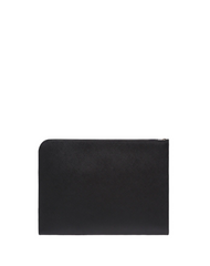 Prada Saffiano Leather Document Holder Triangle Logo Black