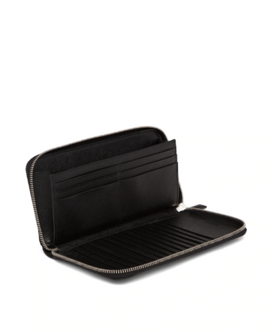 Prada Large Saffiano Leather Wallet Black Silver Hardware