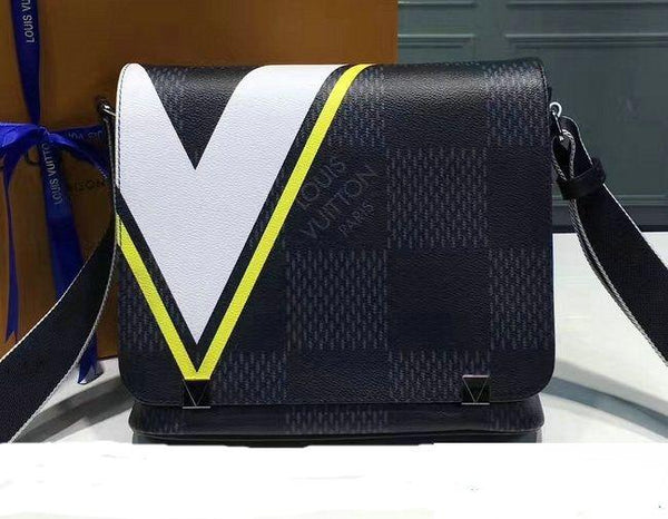 LV District PM Messenger Bag Damier Cobalt Canvas Yellow