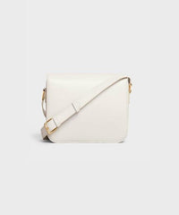 Celine Medium Triomphe Bag In Shiny Calfskin White