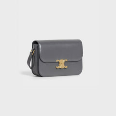 Celine Medium Triomphe Bag In Shiny Calfskin Grey