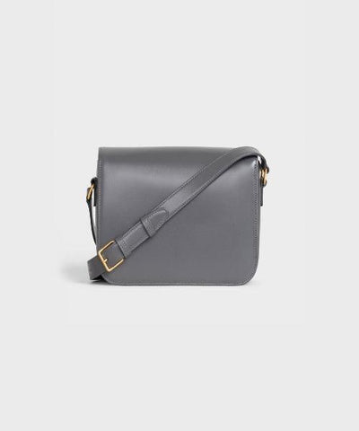 Celine Medium Triomphe Bag In Shiny Calfskin Grey