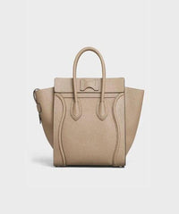 Celine Micro Luggage Handbag In Drummed Calfskin Dune