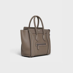 Micro Luggage Handbag In Drummed Calfskin Souris