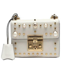 Gucci Padlock Shoulder Bag White With Pearls