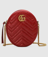 Gucci GG Marmont Mini Round Shoulder Bag Hibiscus Red