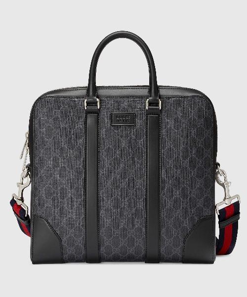 Gucci GG Supreme Briefcase Black/Grey Canvas