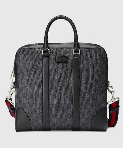 Gucci GG Supreme Briefcase Black/Grey Canvas