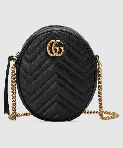 Gucci GG Marmont Mini Round Shoulder Bag Black