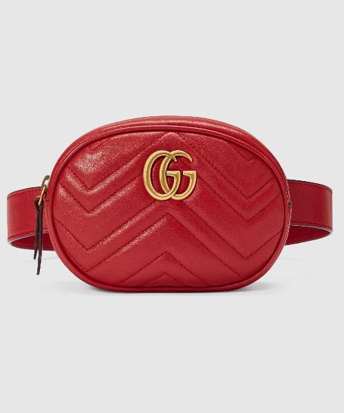 Gucci GG Marmont Matelassé Leather Belt Bag Hibiscus Red