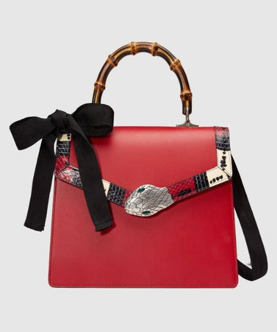 Gucci Lilith Leather Top Handle Bag Red