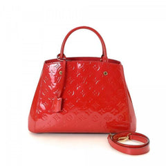 LV Montaigne MM Tote Bag Monogram Vernis Red