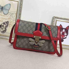Gucci Queen Margaret GG Supreme Medium Shoulder Bag Red