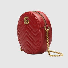 Gucci GG Marmont Mini Round Shoulder Bag Hibiscus Red