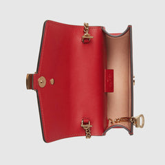 Gucci Sylvie Leather Mini Chain Bag Hibiscus Red