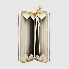 Gucci Ophidia GG Flora Zip Around Wallet White