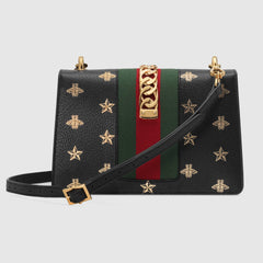 Gucci Sylvie Bee Star Small Shoulder Bag Black