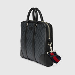 Gucci GG Supreme Briefcase Black/Grey Canvas
