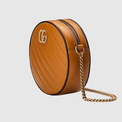 Gucci GG Marmont Mini Round Shoulder Bag Cognac