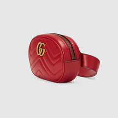 Gucci GG Marmont Matelassé Leather Belt Bag Hibiscus Red