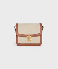 Celine Medium Triomphe Bag In Textile And Natural Calfskin
