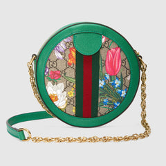Gucci Ophidia GG Flora Mini Round Shoulder Bag Green