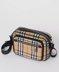Burberry Vintage Check And Leather Crossbody Bag Archive Beige
