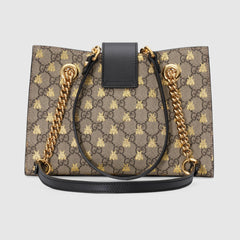 Gucci Padlock Small GG Bees Shoulder Bag Black