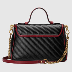 Gucci GG Marmont Small Top Handle Bag Black Cherise Matelassé