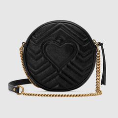Gucci GG Marmont Mini Round Shoulder Bag Black